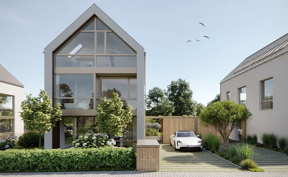 Außenperspektive einer Villa in Gräfelfing (Rendering)